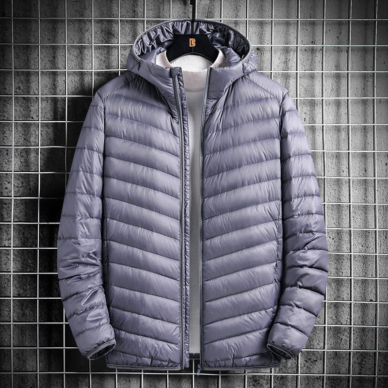 Herren nan ultraleichte Steppjacke mit Kapuze, winddichter Außenhülle und packbarem Thermofutter Drune