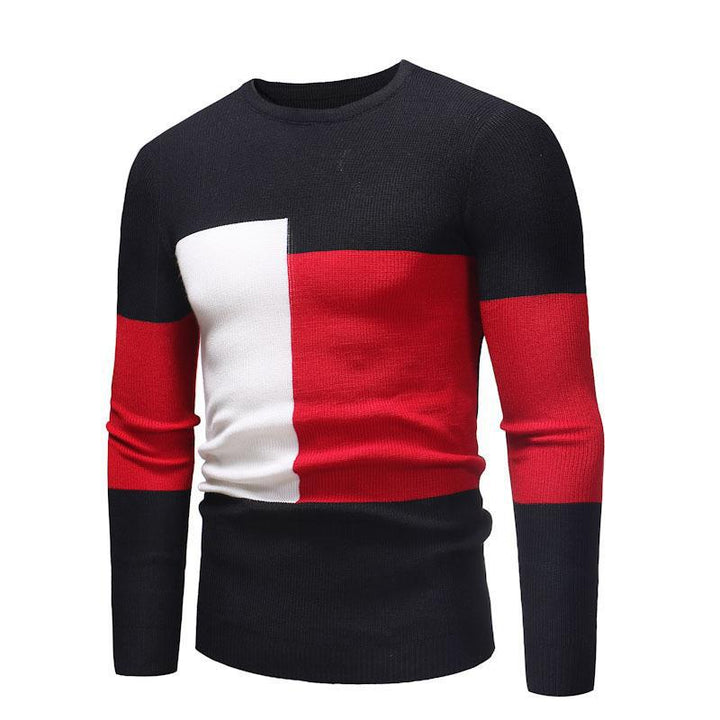 Herren Designer Pullover mit modernem Blockmuster Drune
