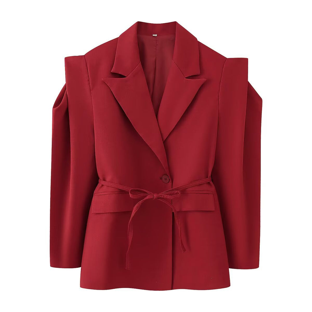 Damen eleganter Oversized-Blazer mit Gürteldetail Drune