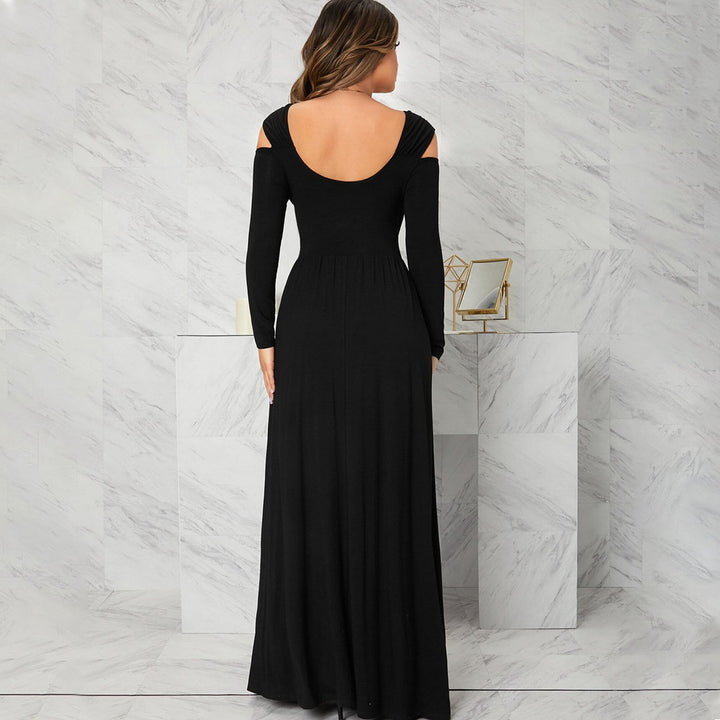 Damen Maxikleid mit schulterfreien Details und elegantem Schlitz Drune