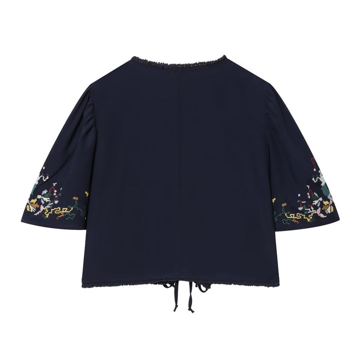 Damen kurze Bluse mit Platz für elegantes Binden Drune
