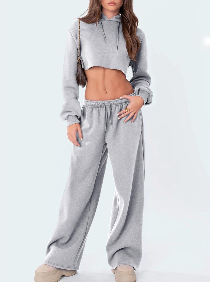 Damen nan weite Loungehose mit hohem Komfortbund, elastischem Tunnelzug und seitlichen Eingrifftaschen Drune