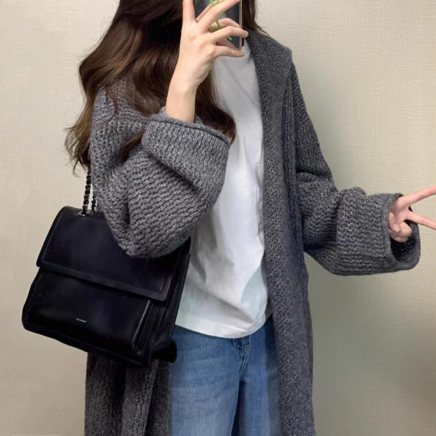 Damen Grobstrick Cardigan mit offenem Schnitt und lässigem Design Drune