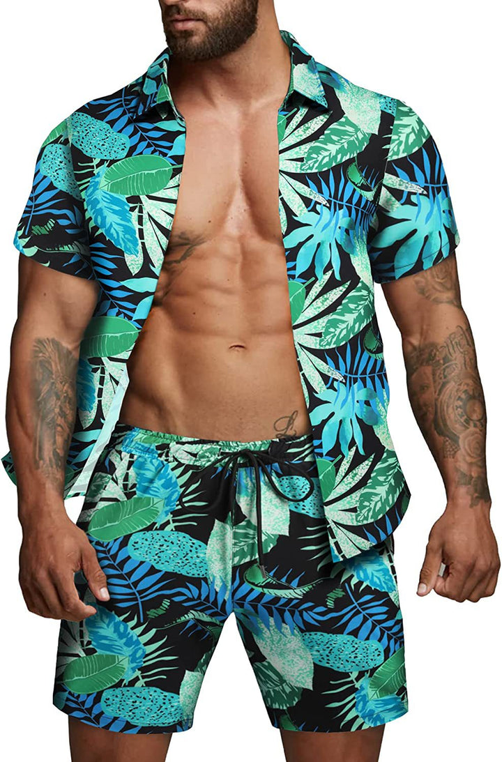 Herren kurzärmliges Hemd und Badeshorts Set Drune