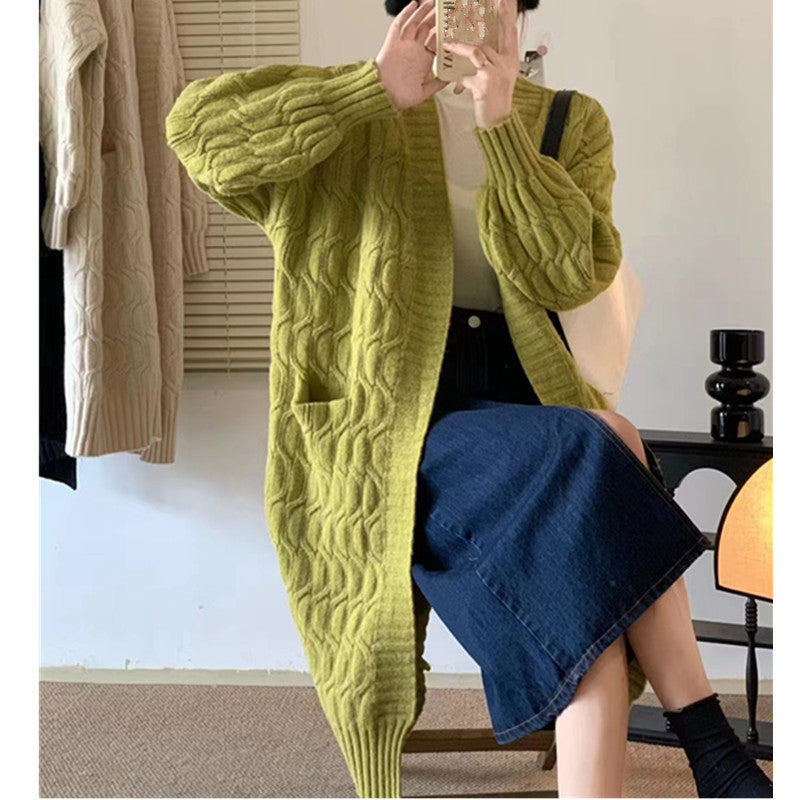 Damen Grobstrick-Cardigan mit Taschen und V-Ausschnitt Drune