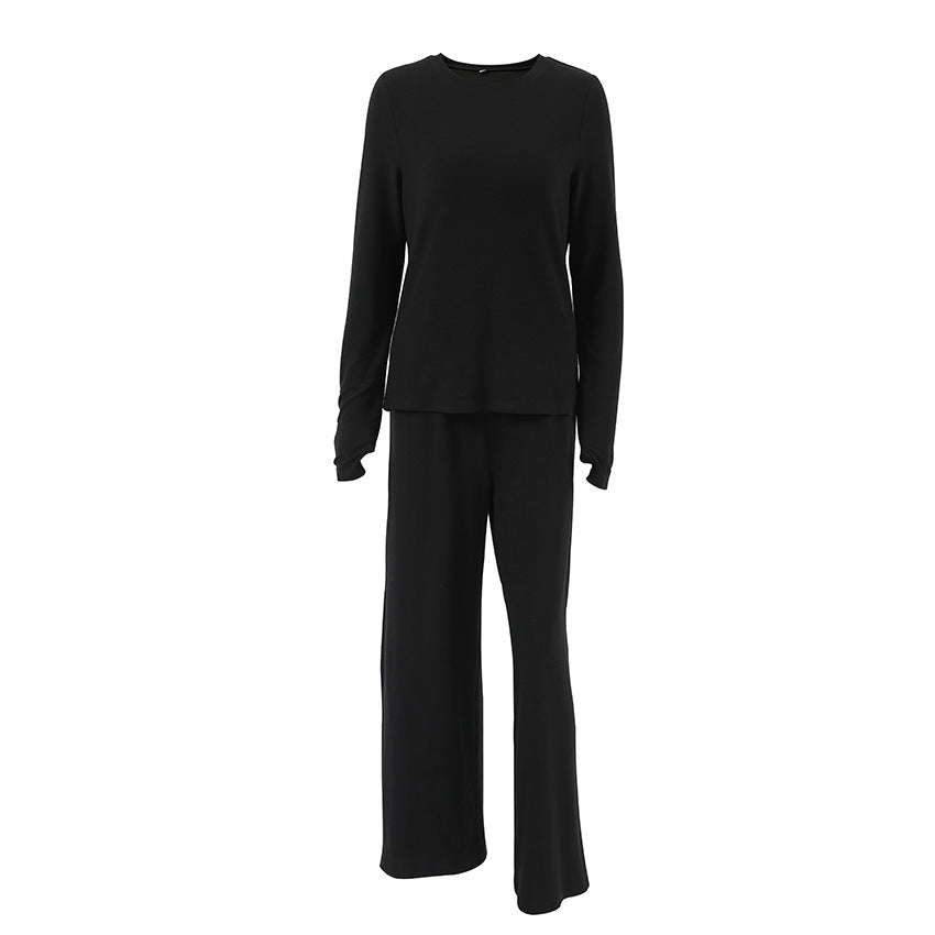 Damen Cropped Pullover und weite Hose Set Drune