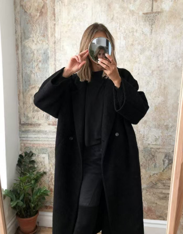 Damen Oversized Wollmantel mit klassischem Revers Drune