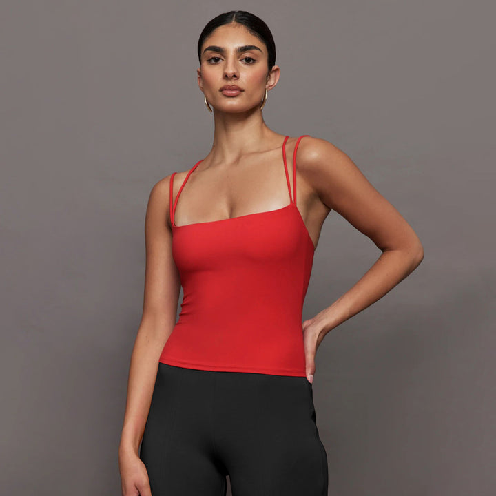 Damen Spaghettiträger Top mit eleganter Silhouette und figurformendem Schnitt Drune