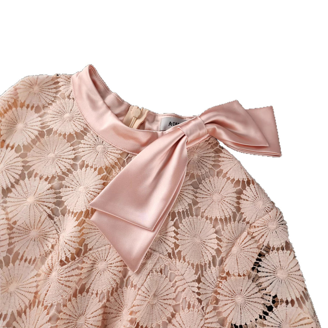 Damen Elegantes Spitzenkleid mit Rüschensaum Drune
