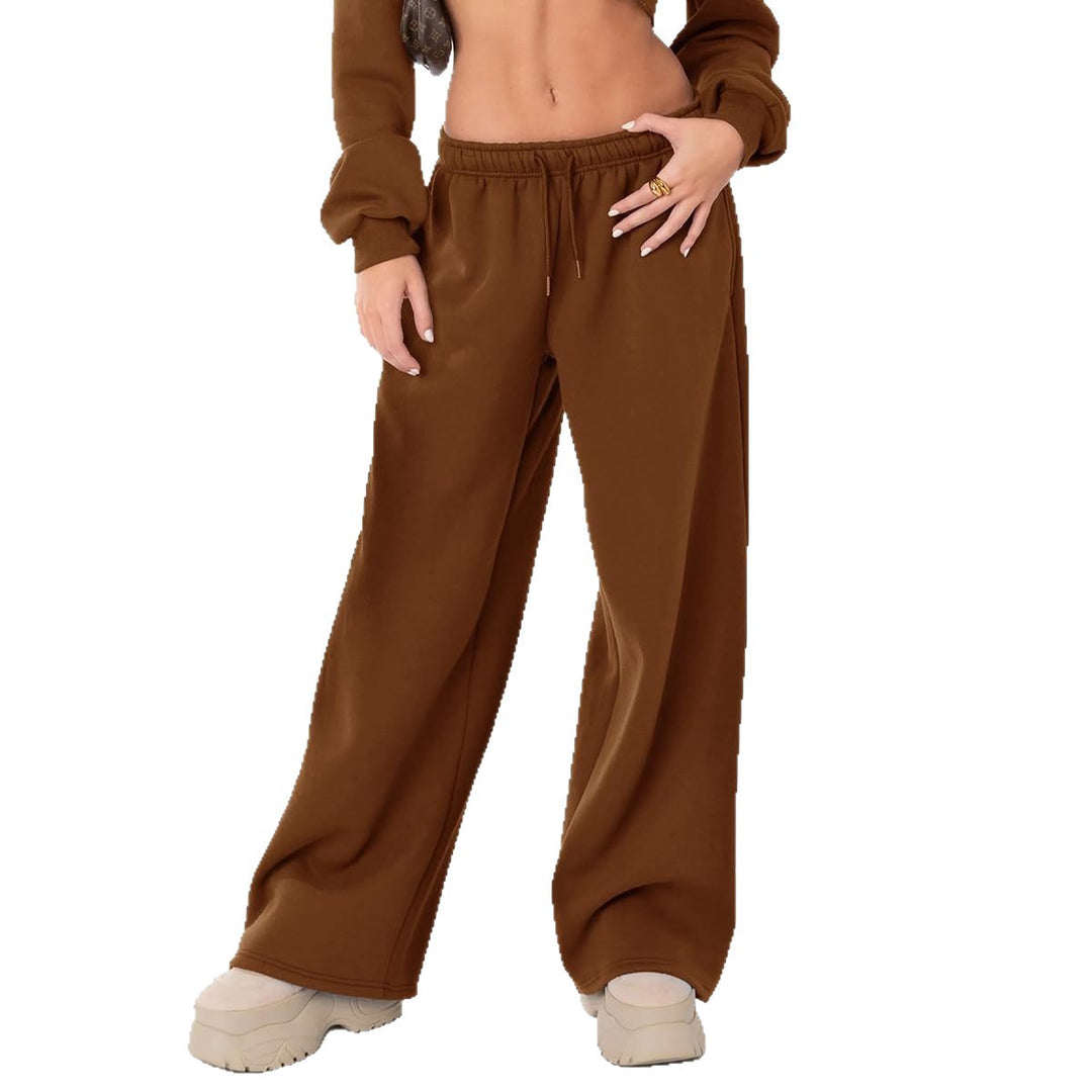Damen nan relaxed-fit Wide‑Leg Sweatpants mit hohem Komfortbund Kordelzug und nahtverdeckten Eingrifftaschen Drune