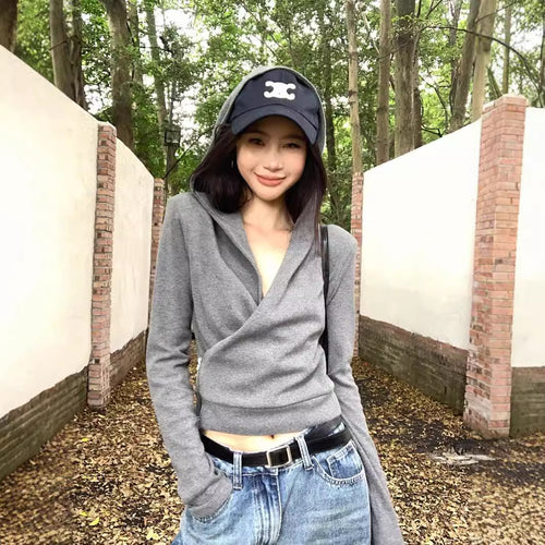 Damen lässiges Hoodie mit tiefem Ausschnitt Drune