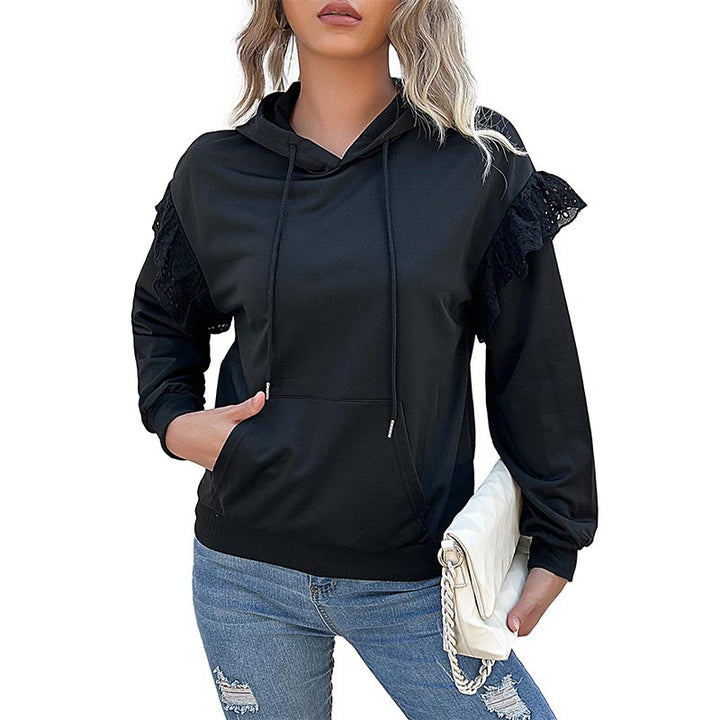 Damen Kapuzenpullover mit eleganten Rüschendetails Drune