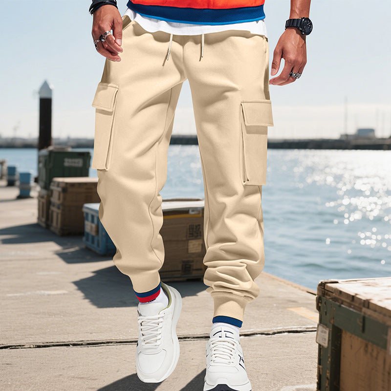 Herren Cargohose mit seitlichen Taschen und elastischem Bund Drune