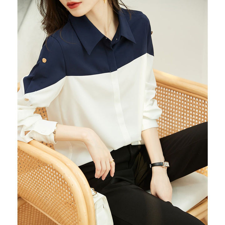 Damen elegantes Blusenshirt mit Farbblock-Design Drune