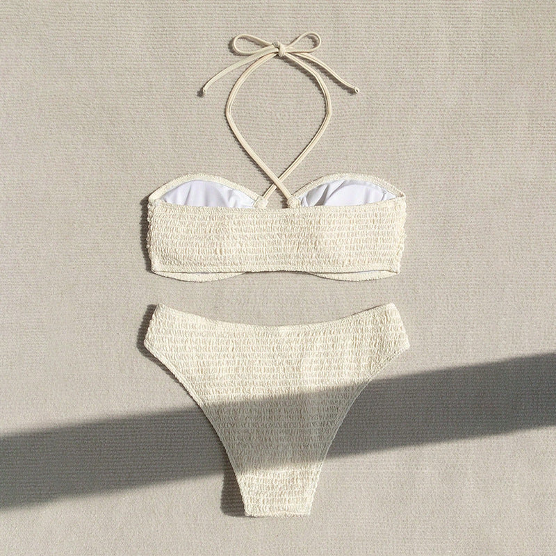 Damen Bandeau-Bikini mit hoch geschnittenem Slip und eleganten Bindebändern Drune