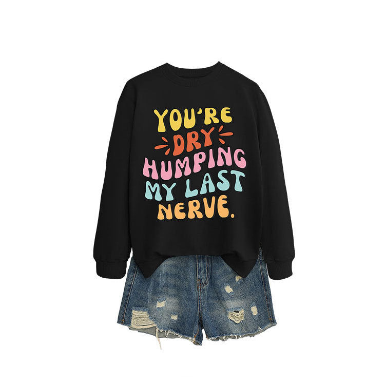 Damen Sweatshirt mit fröhlichem Comic-Slogan und lässigem Schnitt Drune