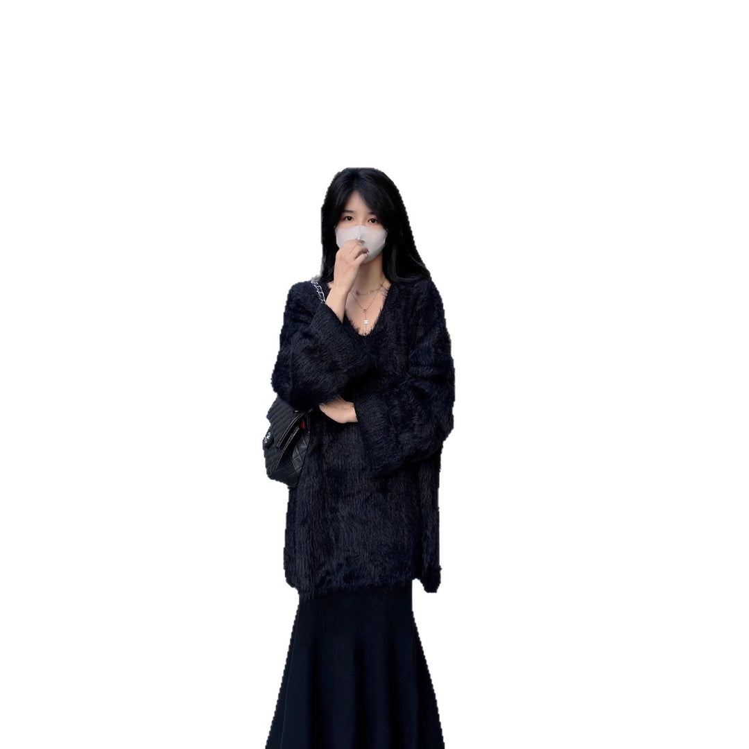 Damen Flauschige und modische Strickjacke Drune