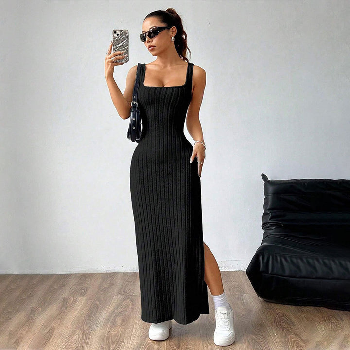 Damen Maxikleid mit elegantem Rib-Muster und seitlichem Schlitz Drune