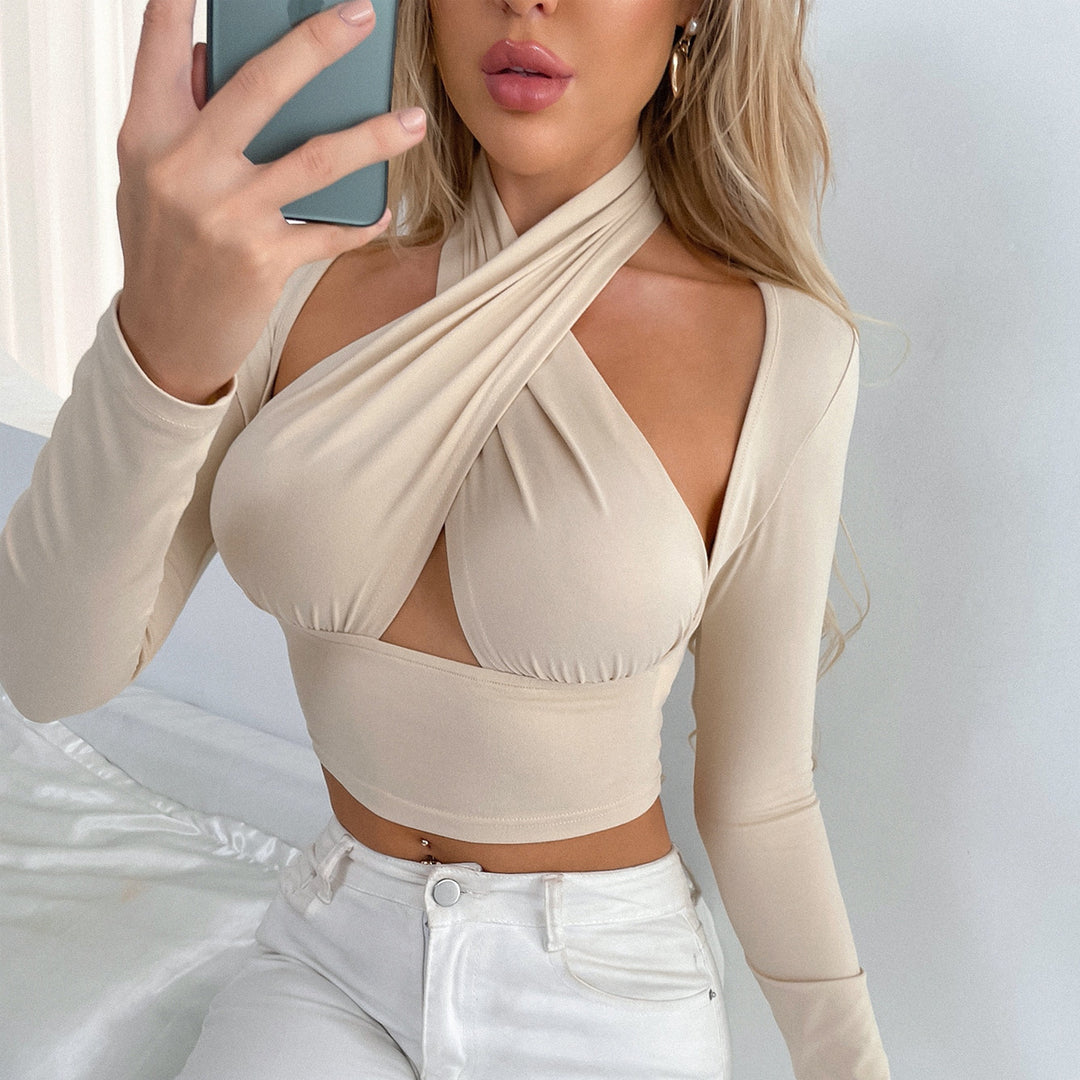 Damen Cropped Top mit innovativem Wickeldesign Drune