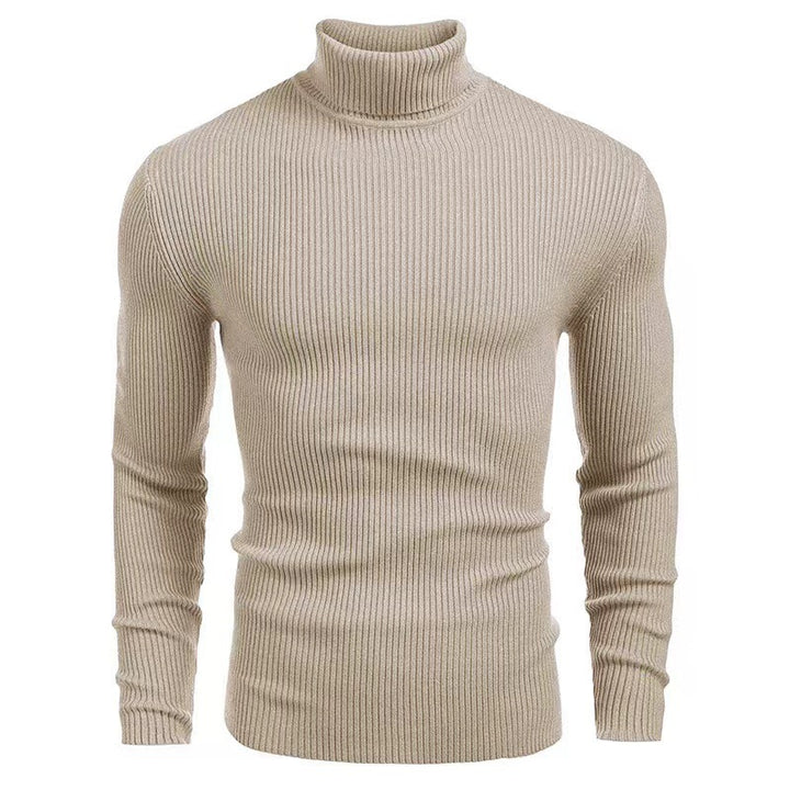 Herren nan Rippstrick Rollkragenpullover figurnaher elastischer Feinstrick Drune