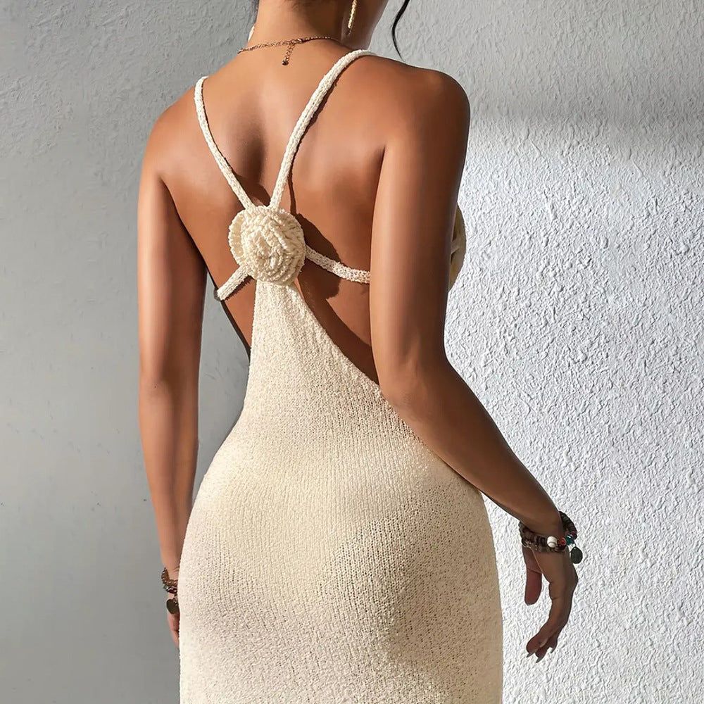 Damen figurbetontes Sommermaxikleid mit aufregendem Seitenschlitz Drune