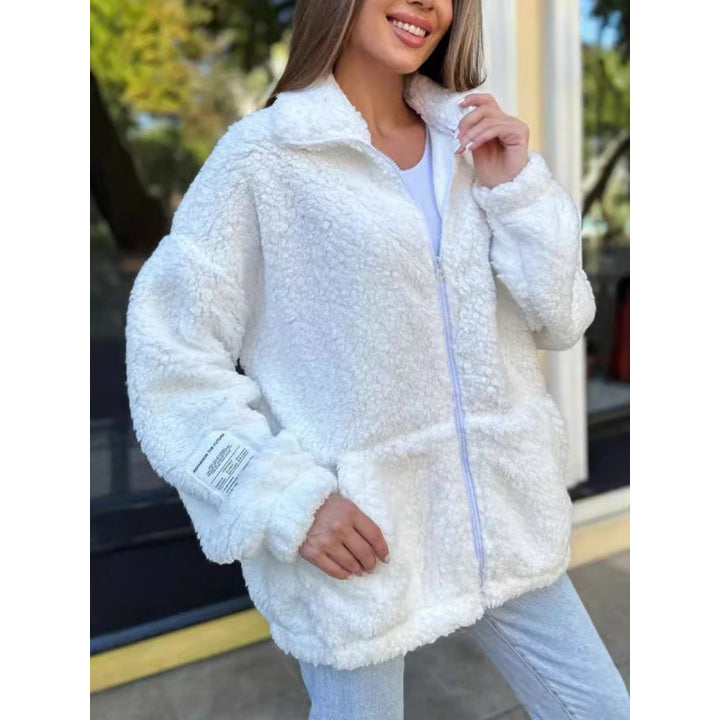 Damen Flauschige Fleecejacke mit hohem Kragen und praktischen Taschen Drune