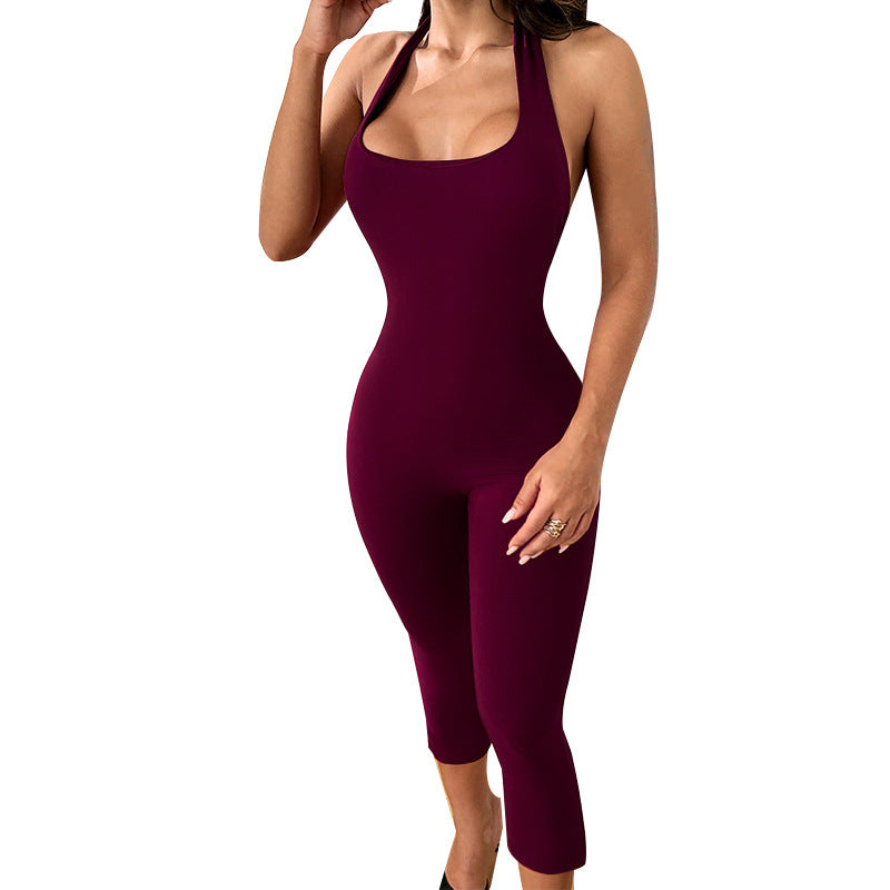 Damen figurbetonter Jumpsuit mit schmalen Trägern und raffinierter Schnittführung Drune