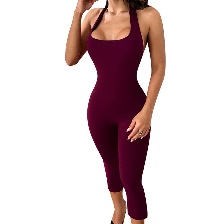 Damen figurbetonter Jumpsuit mit schmalen Trägern und raffinierter Schnittführung Drune