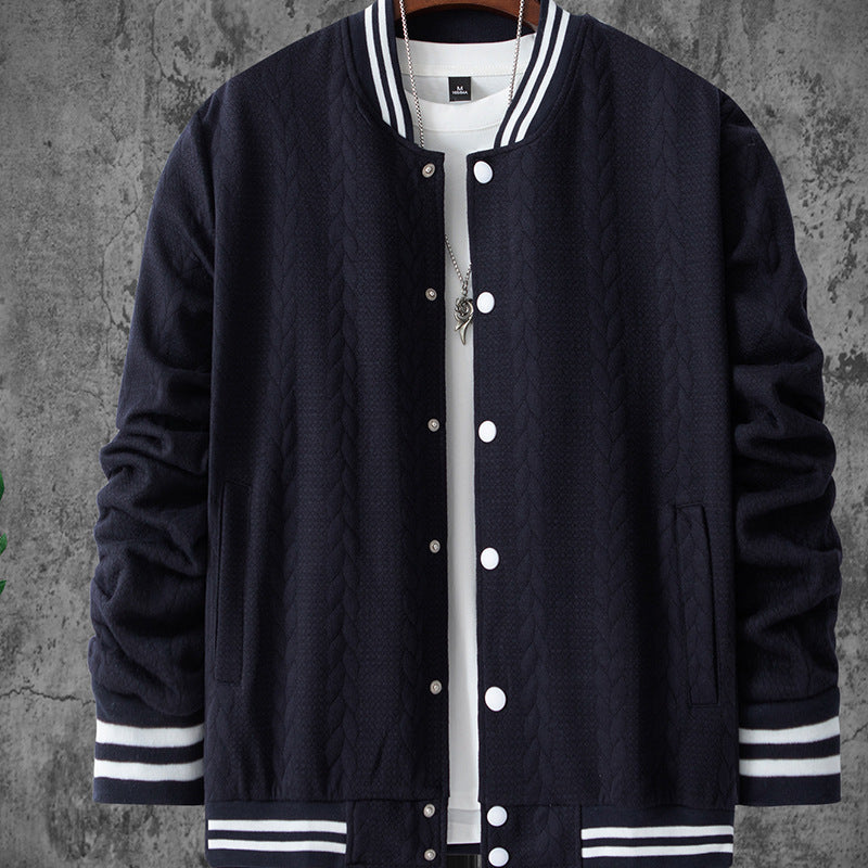 Herren stylische Bomberjacke mit strukturiertem Strickmuster und sportlichen Akzenten Drune