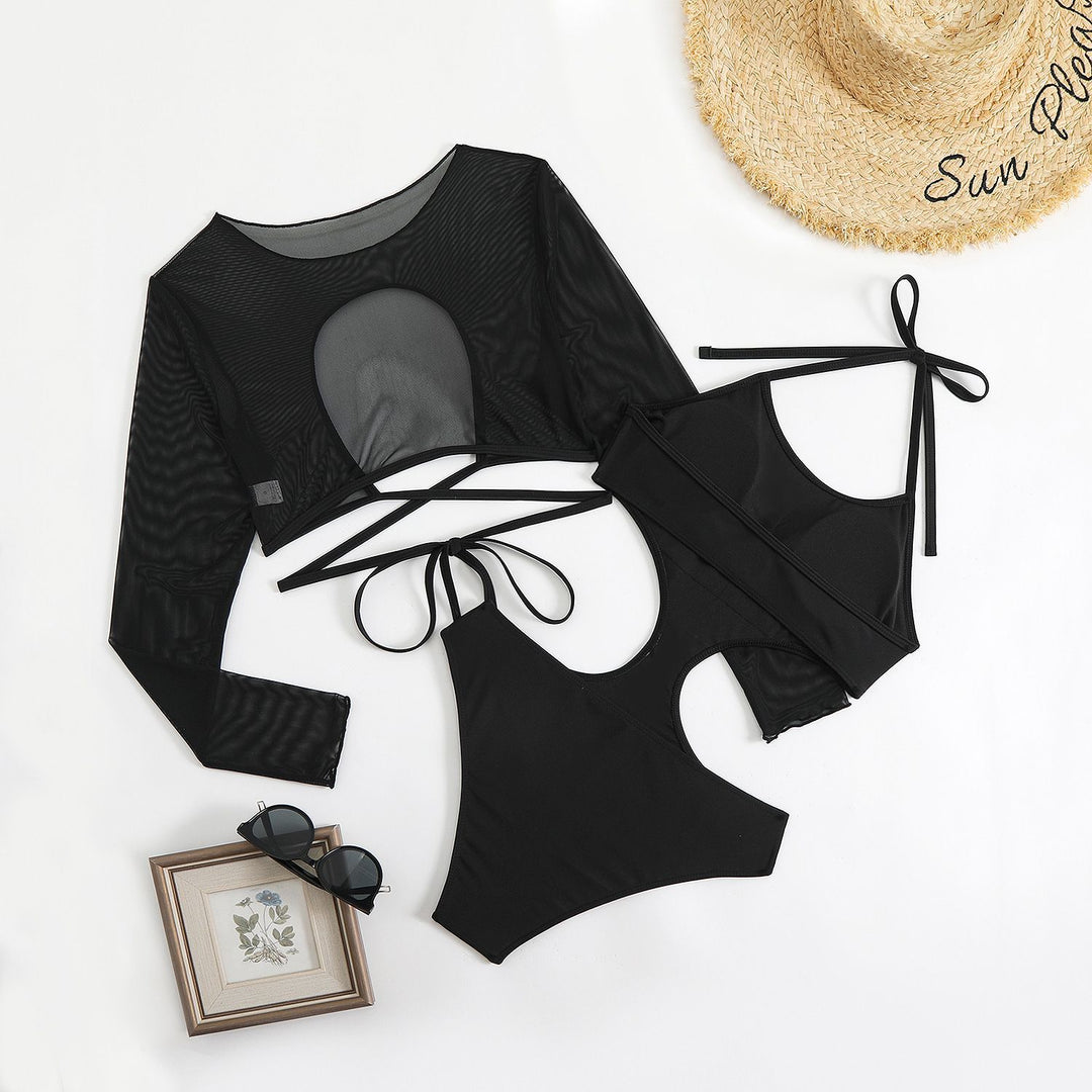Damen Crop-Top Bikini-Set mit stilvollem Überwurf Drune
