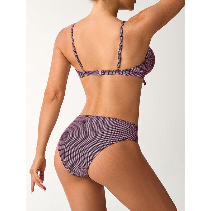 Damen Bikini mit modischem Knoten und hoch geschnittenem Slip Drune