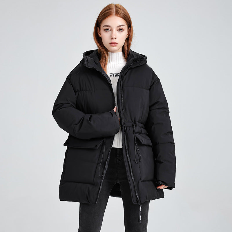 Damen isolierte Parkajacke mit verstellbarem Taillenzug und praktischen Taschen Drune