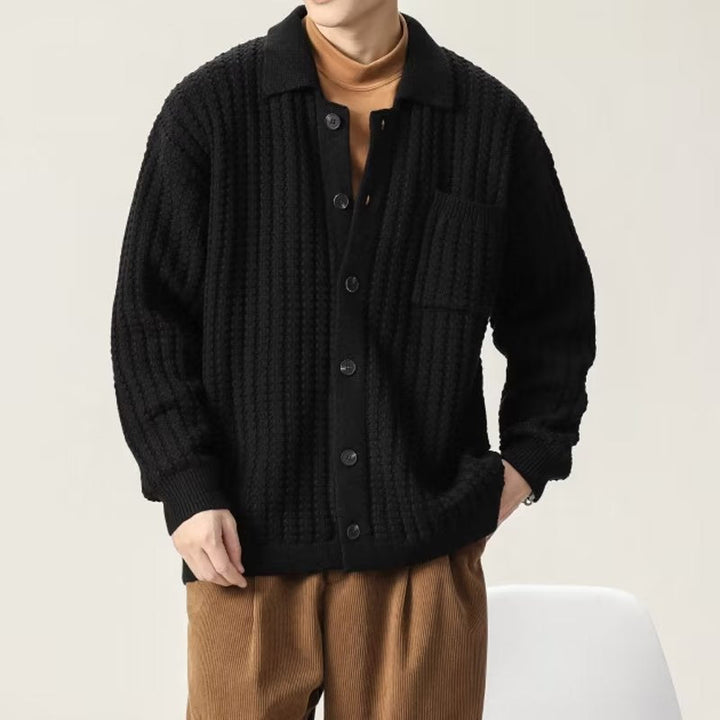 Drune | Strickjacke Knopfverschluss Strukturiertes Strickgewebe Lässiger Pullover