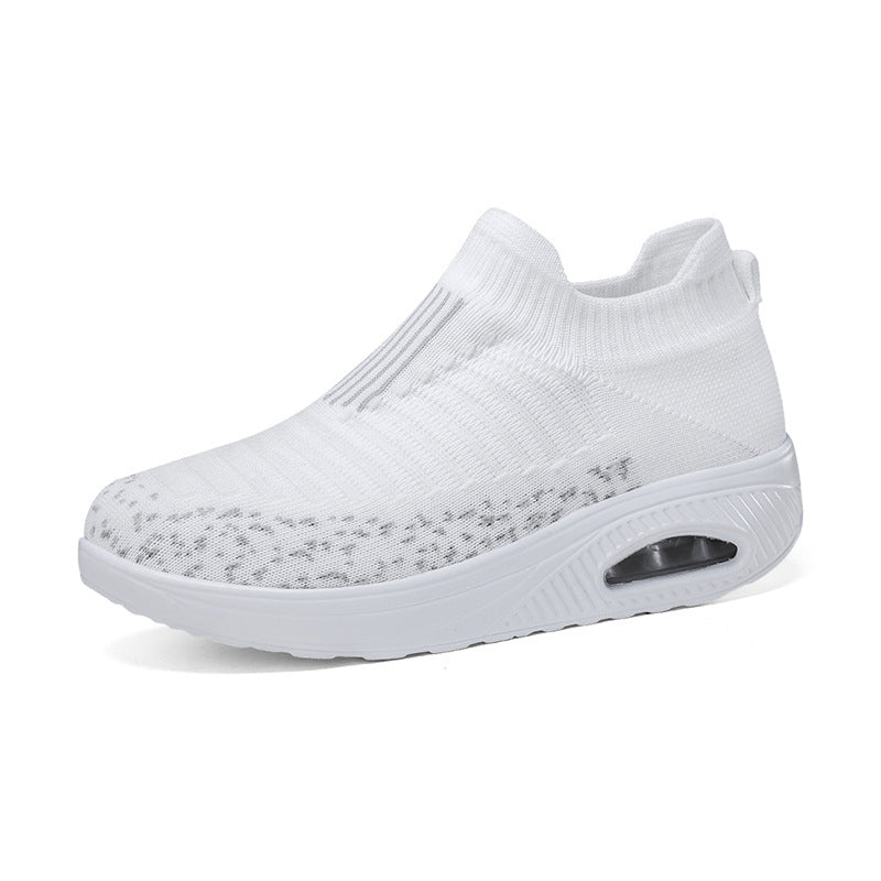 Damen nan gestrickter Schlupf-Walking-Sneaker mit anatomischer Pronationsstütze, Luftpolster-Zwischensohle und sockenähnlichem Schaft Drune