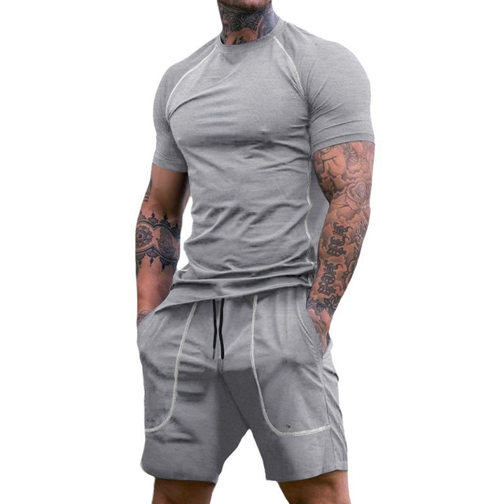 Herren nan eng anliegendes Freizeitset aus elastischem Jersey mit Kurzarmshirt und Kordelzugshorts Drune