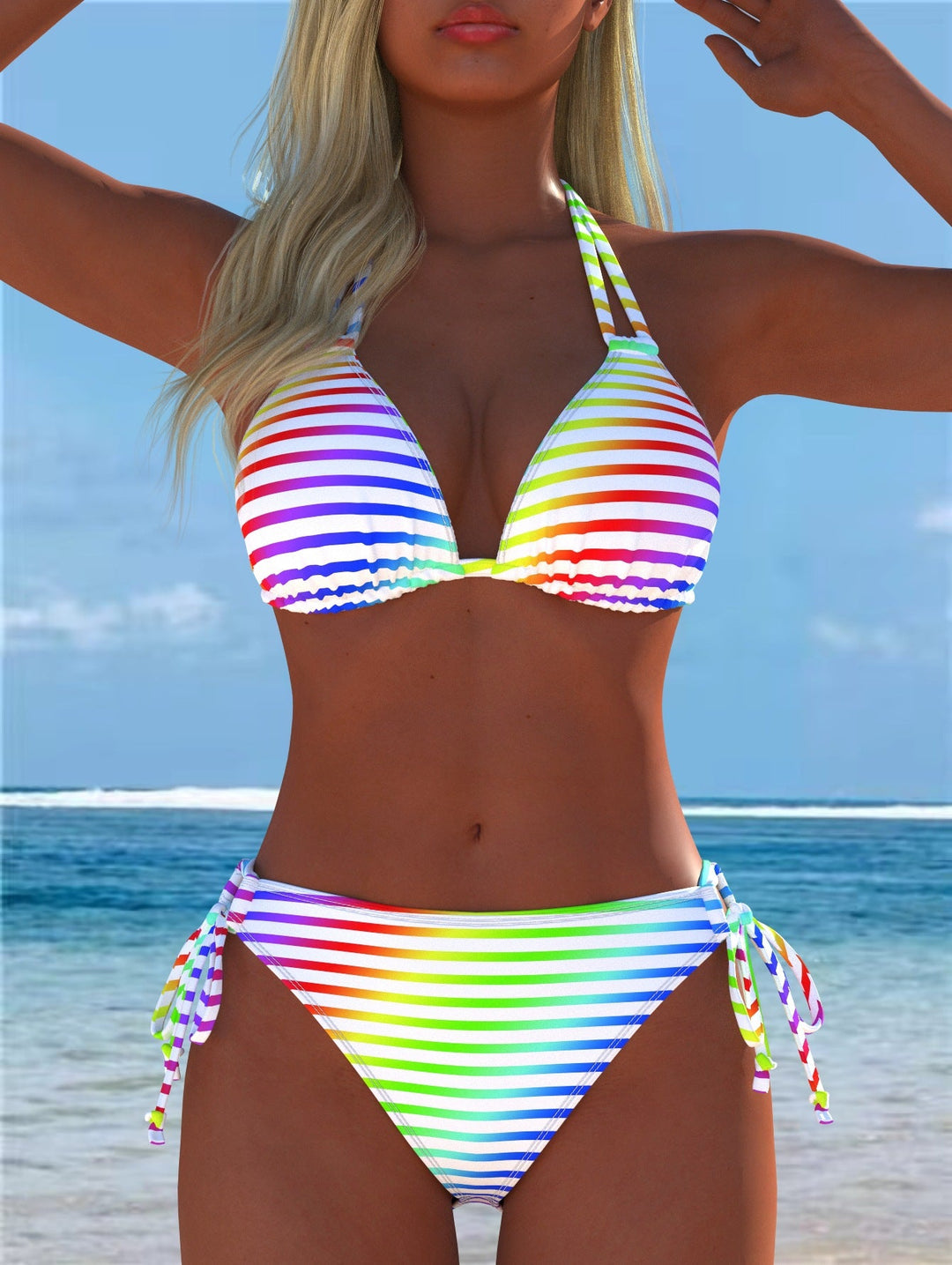 Damen Bikini-Set mit verspieltem Schnitt und trendigem Mustermix Drune