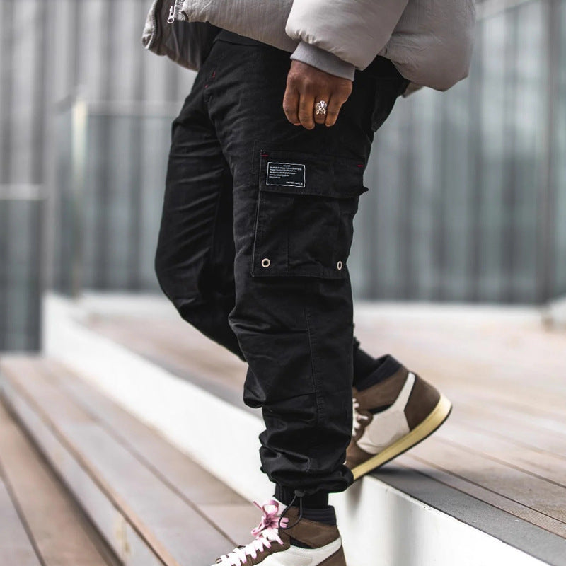 Herren nan urbaner Utility-Jogger mit geknöpften Cargotaschen und verstellbarem Knöchelzug Drune