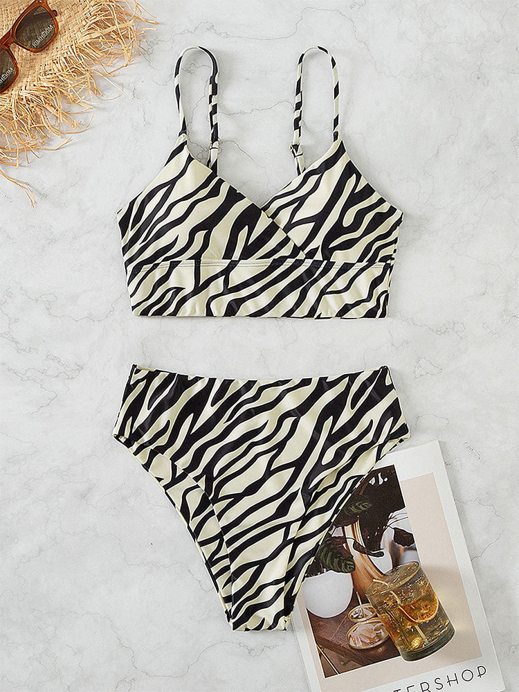 Damen Bikini-Set mit modernem Wickeldesign und hohem Beinausschnitt Drune