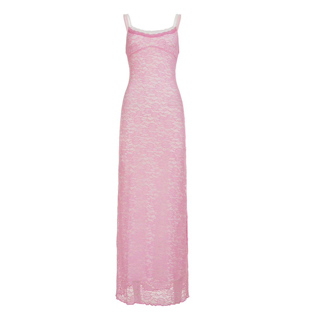 Damen Spitzen-Maxikleid mit verstellbaren Trägern Drune