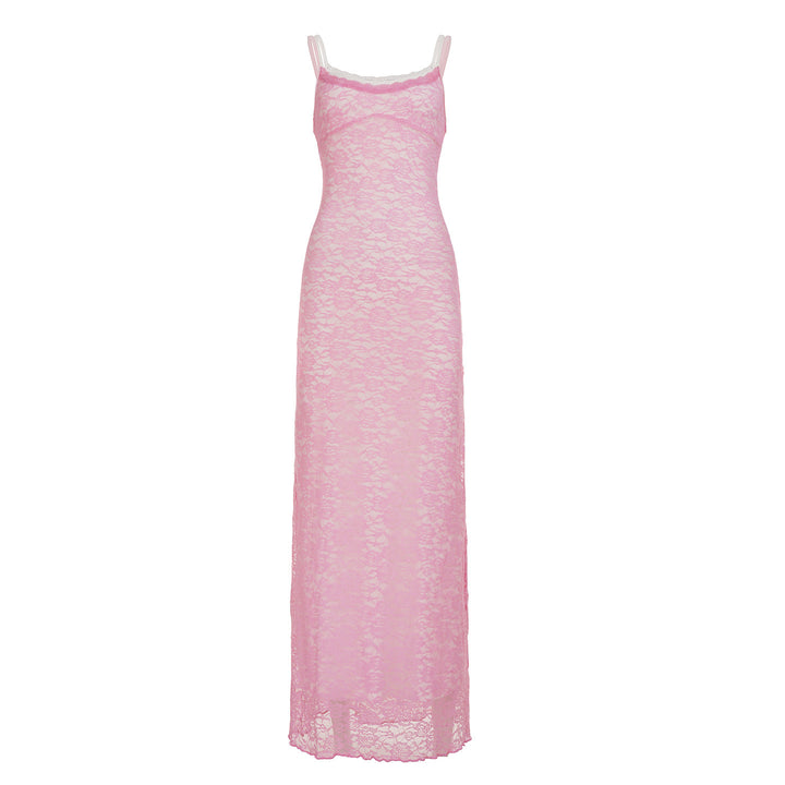 Damen Spitzen-Maxikleid mit verstellbaren Trägern Drune