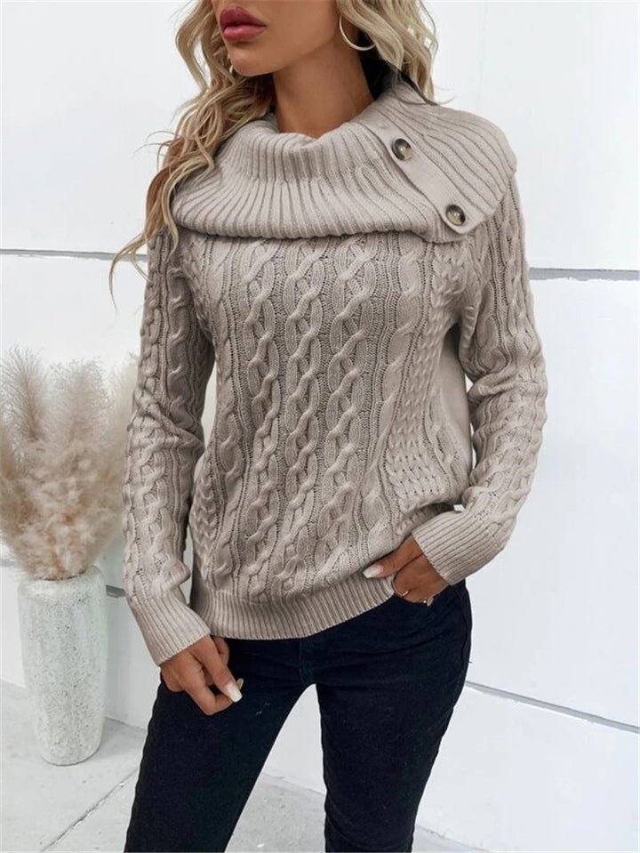 Damen Strickpullover mit oversized Kragen Drune