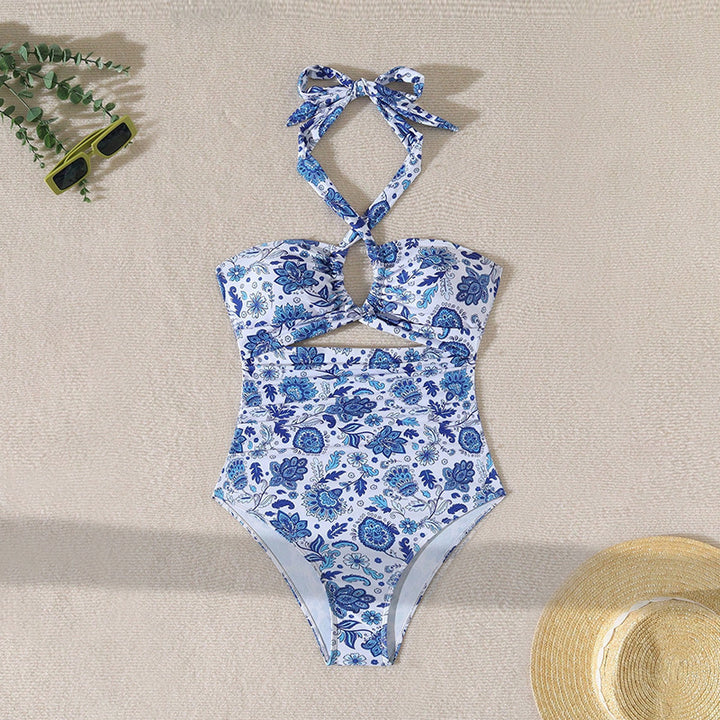 Damen Einteiler Badeanzug mit artistischem floralem Design Drune