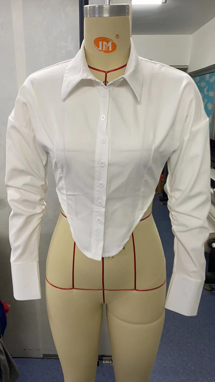 Damen modische Bluse mit elegantem taillierten Schnitt und klassischem Kragen Drune