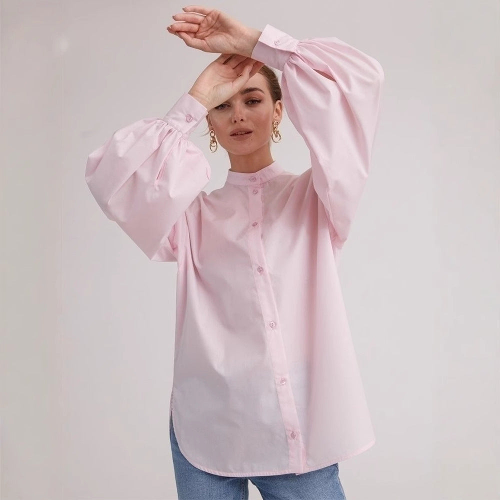 Damen Oversized Bluse mit ballonförmigen Ärmeln und komfortabler Passform Drune