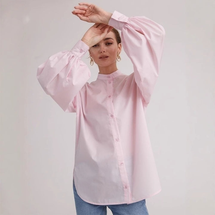Damen Oversized Bluse mit ballonförmigen Ärmeln und komfortabler Passform Drune
