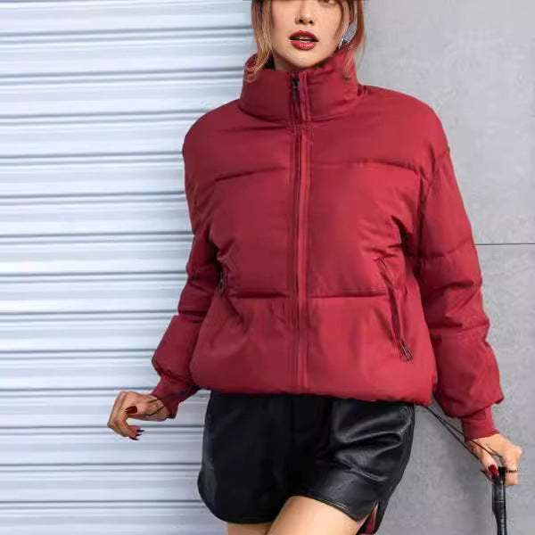 Damen gesteppte Winterjacke im sportlichen Design mit hohem Kragen Drune