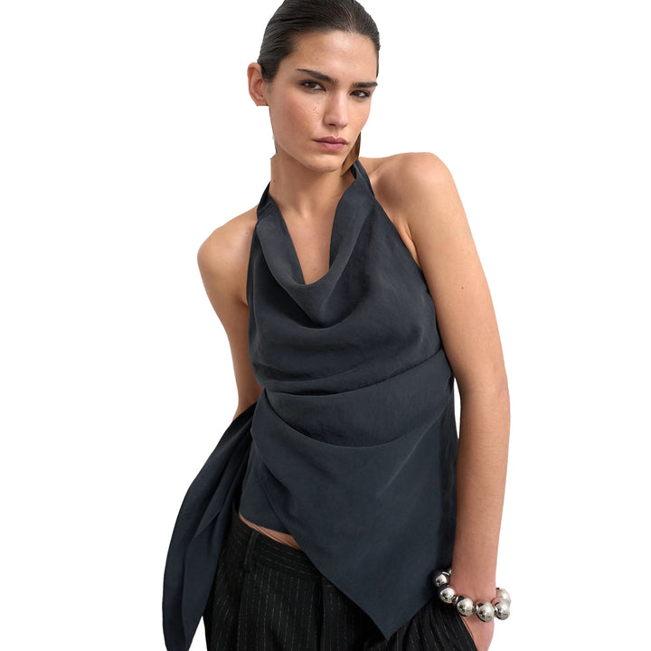 Damen Elegantes Wickeltop mit asymmetrischem Saum Drune