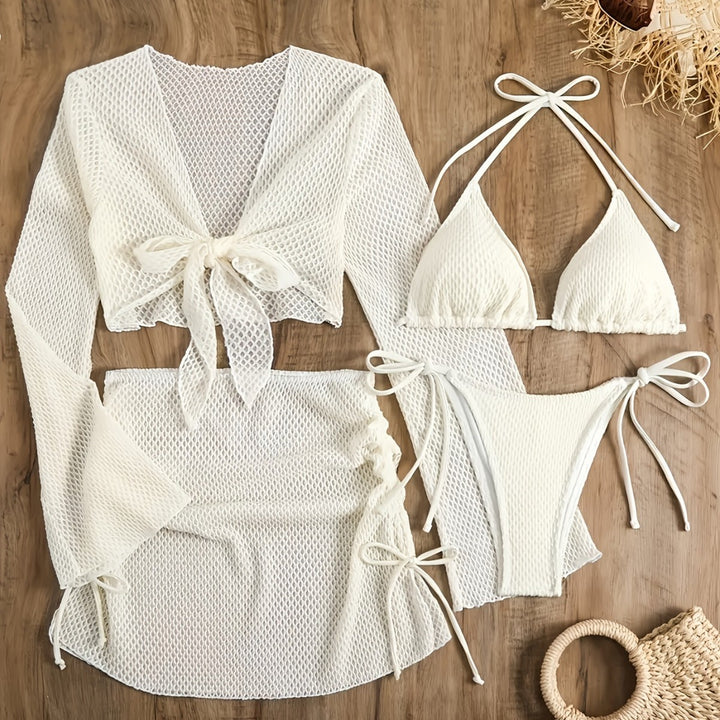 Damen Bikini-Set mit leichtem Netzoberteil und verstellbaren Höschen Drune