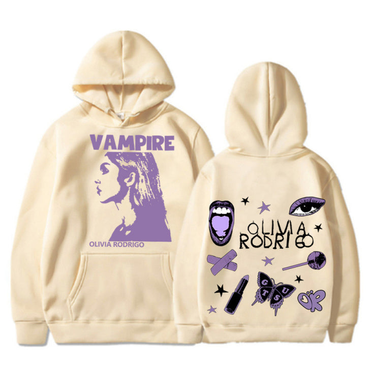 Damen Kapuzenpullover mit künstlerischem Vampir-Print und oversized Schnitt Drune