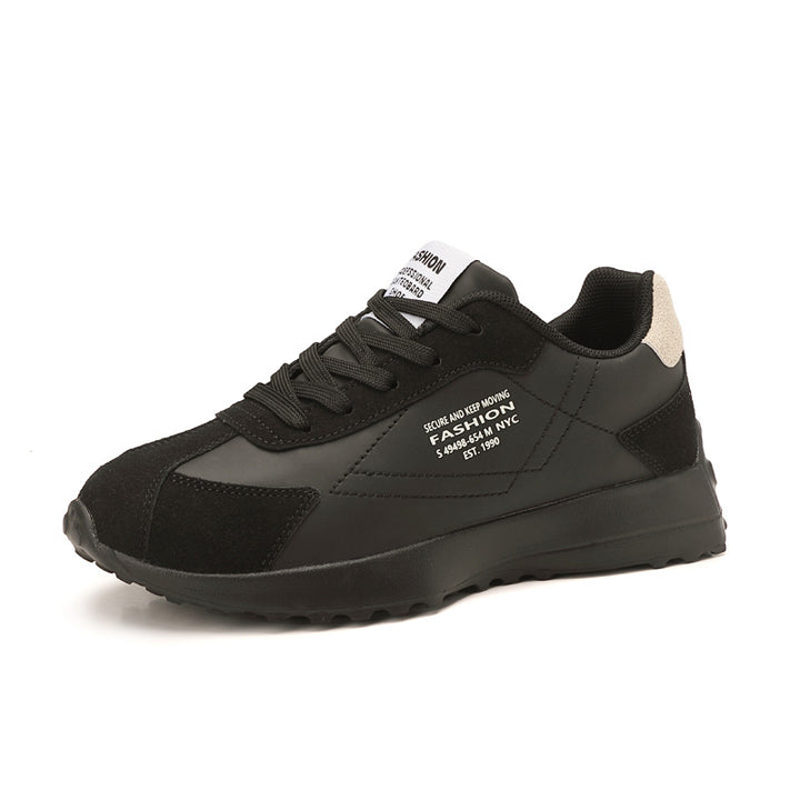 Damen nan leichte Retro-Laufsneaker aus Lederimitat und Velours mit gepolsterter Fersenstütze und rutschfester Profilsohle Drune